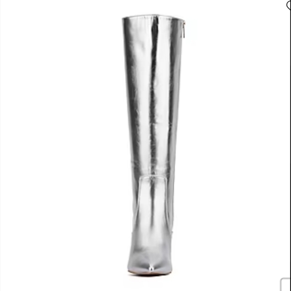 New York&Company Woman Silver Over the Knee Pointy Toe Zipper Closer Boots Size6 - Picture 3 of 16